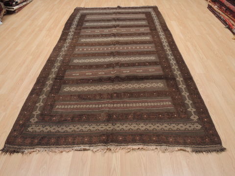 Kilim Brown Runner Flat Woven 51 X 99 Area Rug 100-110746 Image 1