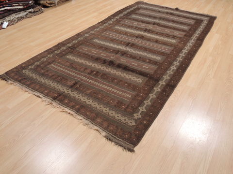 Kilim Brown Runner Flat Woven 51 X 99 Area Rug 100-110746 Image 2