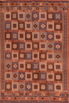 Afghan Kilim Red Rectangle 5x8 ft Wool Carpet 110750