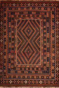 Afghan Kilim Multicolor Rectangle 9x13 ft Wool Carpet 110754