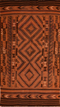 Afghan Kilim Brown Rectangle 8x11 ft Wool Carpet 110775