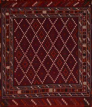 Kilim Red Flat Woven 6'1" X 7'1"  Area Rug 100-110776