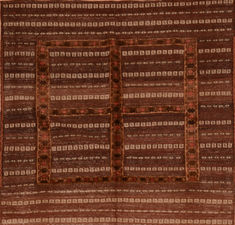 Afghan Kilim Brown Square 4 ft and Smaller Wool Carpet 110779