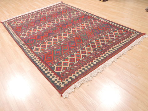 Kilim Blue Flat Woven 59 X 83 Area Rug 100-110785 Image 2