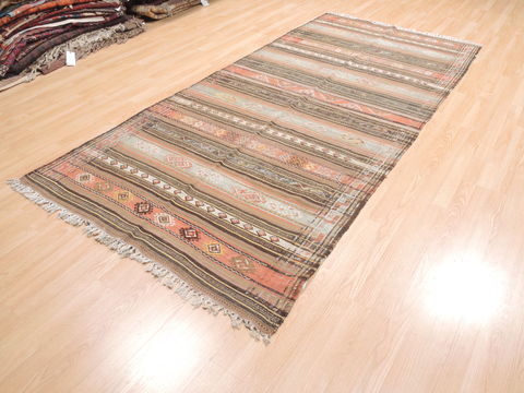 Kilim Beige Runner Flat Woven 45 X 98 Area Rug 100-110788 Image 2