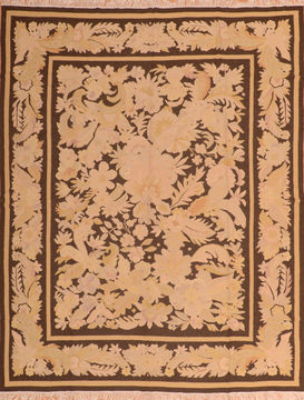 Romania Kilim Beige Rectangle 10x13 ft Wool Carpet 110793