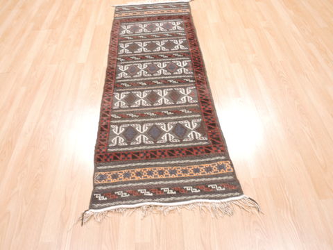 Kilim Blue Runner Flat Woven 22 X 63 Area Rug 100-110798 Image 3