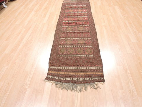 Kilim Brown Runner Flat Woven 23 X 88 Area Rug 100-110799 Image 1