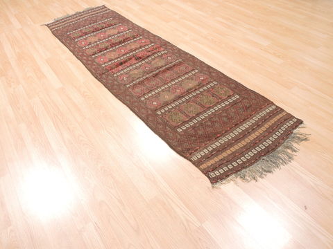 Kilim Brown Runner Flat Woven 23 X 88 Area Rug 100-110799 Image 3