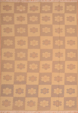 Romania Kilim Beige Rectangle 8x11 ft Wool Carpet 110800