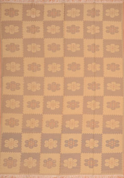 Romania Kilim Beige Rectangle 8x11 ft Wool Carpet 110800