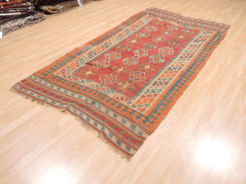 Kilim Red Runner Flat Woven 45 X 87 Area Rug 100-110801 Image 2