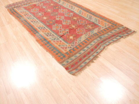 Kilim Red Runner Flat Woven 45 X 87 Area Rug 100-110801 Image 3