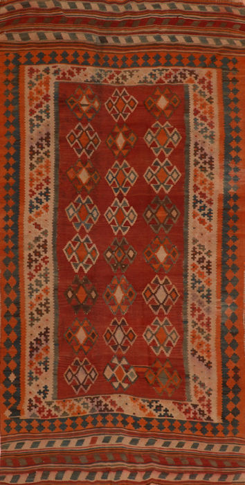 Kilim Red Runner Flat Woven 45 X 87 Area Rug 100-110801 Image 0