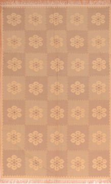 Romania Kilim Beige Rectangle 7x10 ft Wool Carpet 110802
