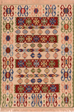 Kilim Blue Flat Woven 3'7" X 5'2"  Area Rug 100-110810