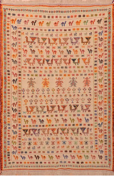 Kilim Beige Flat Woven 5'0" X 7'3"  Area Rug 100-110811