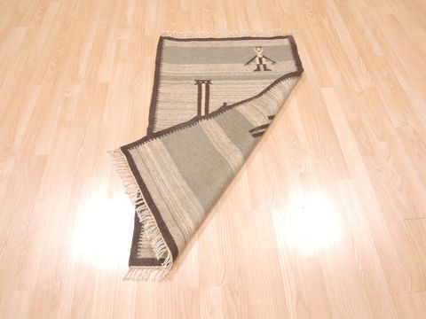 Kilim Brown Flat Woven 25 X 43 Area Rug 100-110812 Image 3