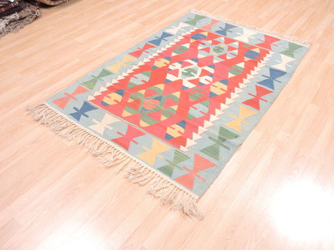 Kilim Blue Flat Woven 38 X 54 Area Rug 100-110813 Image 3