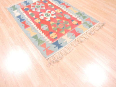 Kilim Blue Flat Woven 38 X 54 Area Rug 100-110813 Image 4