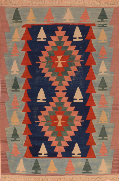 Kilim Blue Flat Woven 38 X 59 Area Rug 100-110816 Image 0