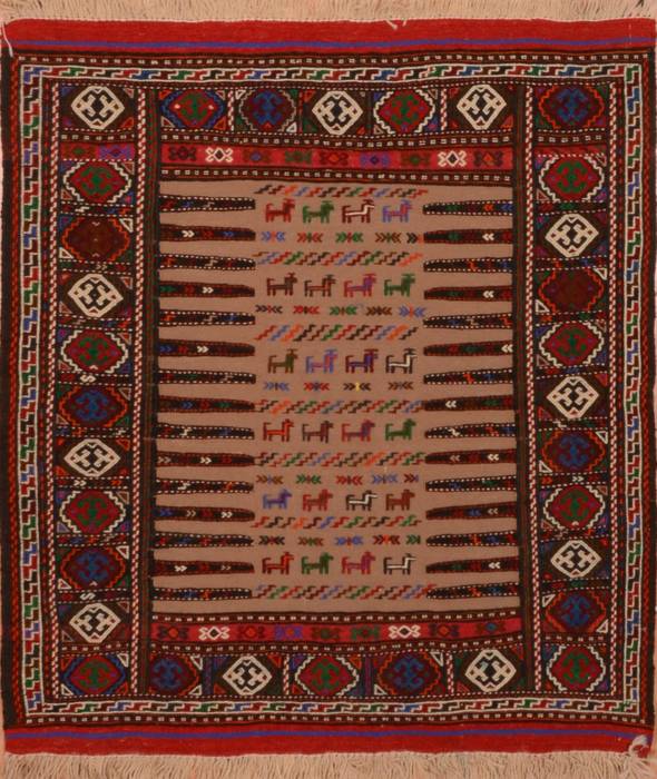 Kilim Red Square Flat Woven 38 X 44 Area Rug 100-110818 Image 0