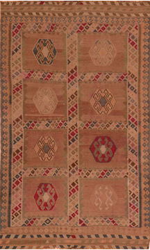 Afghan Kilim Red Rectangle 5x8 ft Wool Carpet 110823