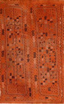 Afghan Kilim Orange Rectangle 5x8 ft Wool Carpet 110832