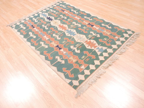 Kilim Green Flat Woven 40 X 57 Area Rug 100-110834 Image 3