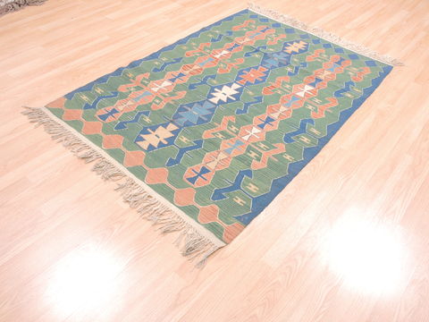 Kilim Green Flat Woven 40 X 58 Area Rug 100-110835 Image 2