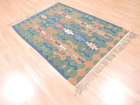 Kilim Green Flat Woven 40 X 58 Area Rug 100-110835 Image 3