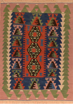 Kilim Green Flat Woven 3'11" X 5'8"  Area Rug 100-110837