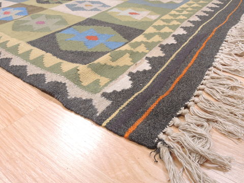Kilim Green Runner Flat Woven 34 X 68 Area Rug 100-110844 Image 5