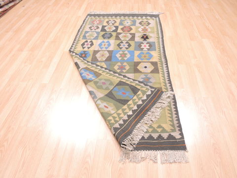 Kilim Green Runner Flat Woven 34 X 68 Area Rug 100-110844 Image 6