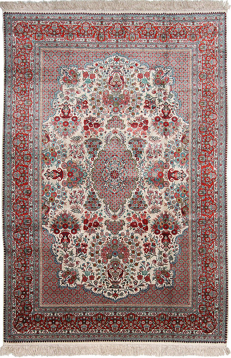 Qum White Hand Knotted 60 X 90 Area Rug 254-110851 Image 0