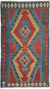 Kilim Blue Hand Knotted 5'9" X 10'3"  Area Rug 254-110853