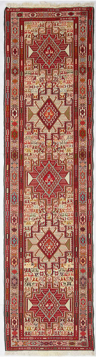 Kilim Red Runner Hand Knotted 26 X 98  Area Rug 254-110856 Image 0