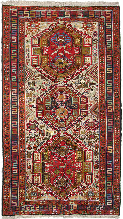 Kilim White Hand Knotted 39 X 69  Area Rug 254-110859 Image 0