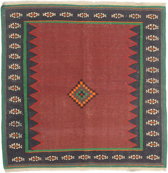 Kilim Red Square Hand Knotted 47 X 47  Area Rug 254-110865 Image 0