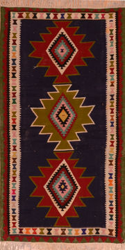 Kilim Red Runner Flat Woven 3'5" X 6'7"  Area Rug 100-110869