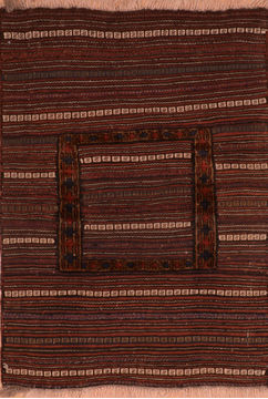 Afghan Kilim Brown Rectangle 3x5 ft Wool Carpet 110875