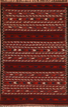 Afghan Kilim Red Rectangle 4x6 ft Wool Carpet 110877