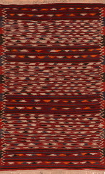 Kilim Red Flat Woven 3'8" X 6'3"  Area Rug 100-110880