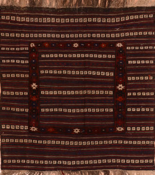 Kilim Red Flat Woven 4'4" X 4'7"  Area Rug 100-110883