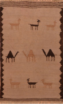 Kilim Beige Flat Woven 3'0" X 4'5"  Area Rug 100-110892