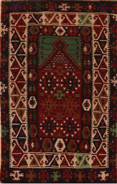 Kilim Red Flat Woven 3'7" X 5'1"  Area Rug 100-110895