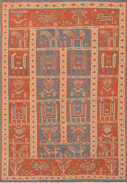 Armenian Kilim Beige Rectangle 6x9 ft Wool Carpet 110903