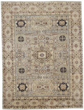 Pakistani Mamluk Grey Rectangle 9x12 ft Wool Carpet 110909
