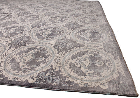 Asian Inspired Grey Hand Knotted 120 X 1410 Area Rug 254-110911 Image 2