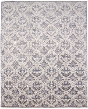 Asian Inspired Grey Hand Knotted 12'0" X 14'10"  Area Rug 254-110911